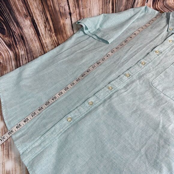 NEW Sonoma Aqua Shore Linen Blend Button Dress Shirt Size X Large Short Sleeve - Picture 4 of 9